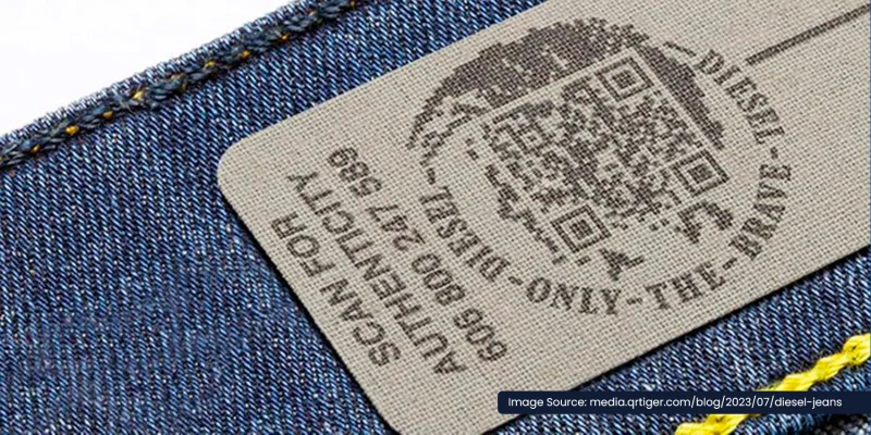 Diesel jeans waistband QR code label