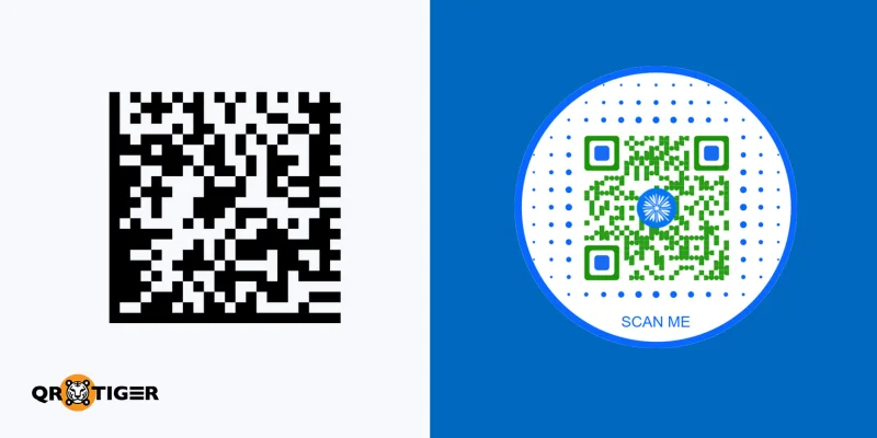 GS1 DataMatrix versus QR code comparison GS1 DataMatrix and QR code side by side