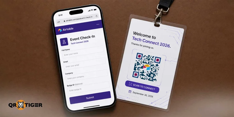 Event badge with Airtable form QR code