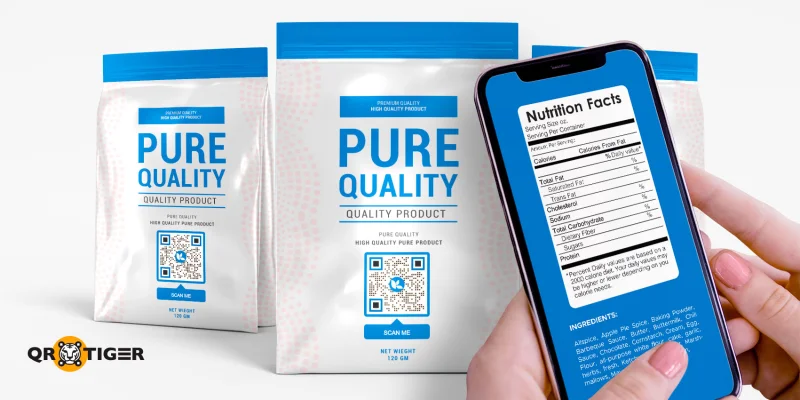 Product bag QR code showing nutrition facts