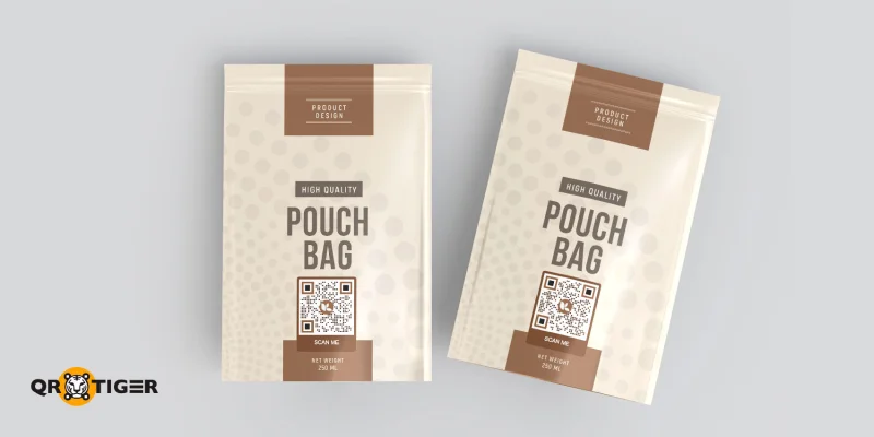 Two pouch bags with QR codes