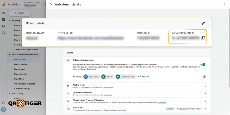 GA4 Measurement ID GA4 web stream details highlighting Measurement ID