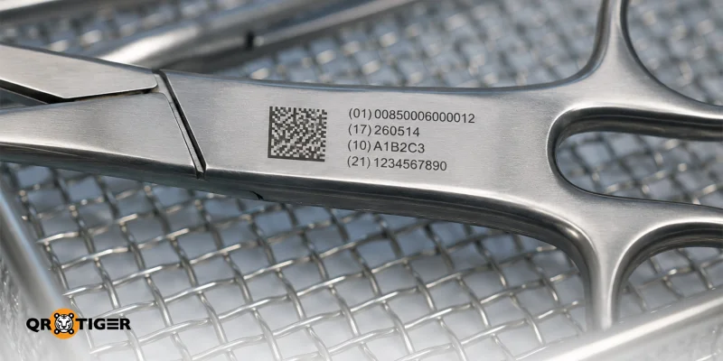 Direct part marking on medical instrument Laser etched DataMatrix on surgical instrument