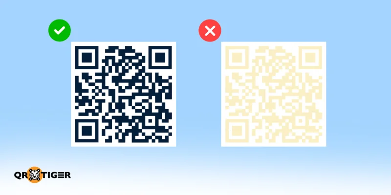 Good and poor QR code contrast Dark modules on light background scan best
