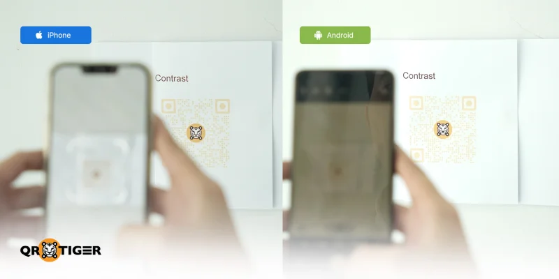 Low contrast QR code scanning failure iPhone and Android failing low contrast scan