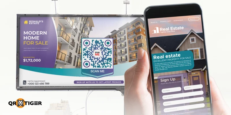 Match QR code CTA to destination Billboard QR code opens real estate signup