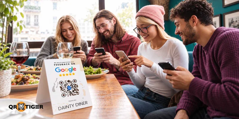 Google Review QR code Google Review QR code displayed on a restaurant table