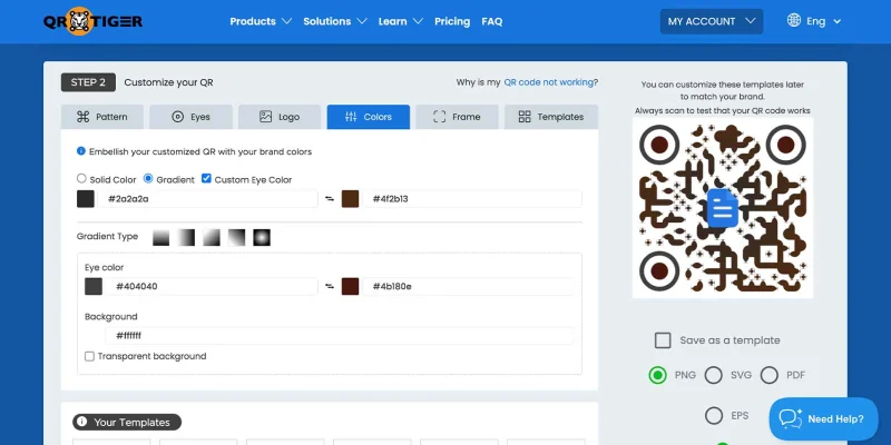 QR code customization options Customization options for styling the Business Review QR code