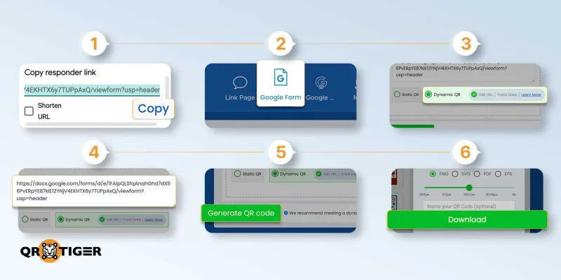 Steps to create a QR code for a Google Form using QR TIGER