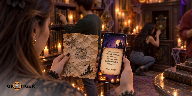 Halloween QR code for escape room Halloween QR code riddle